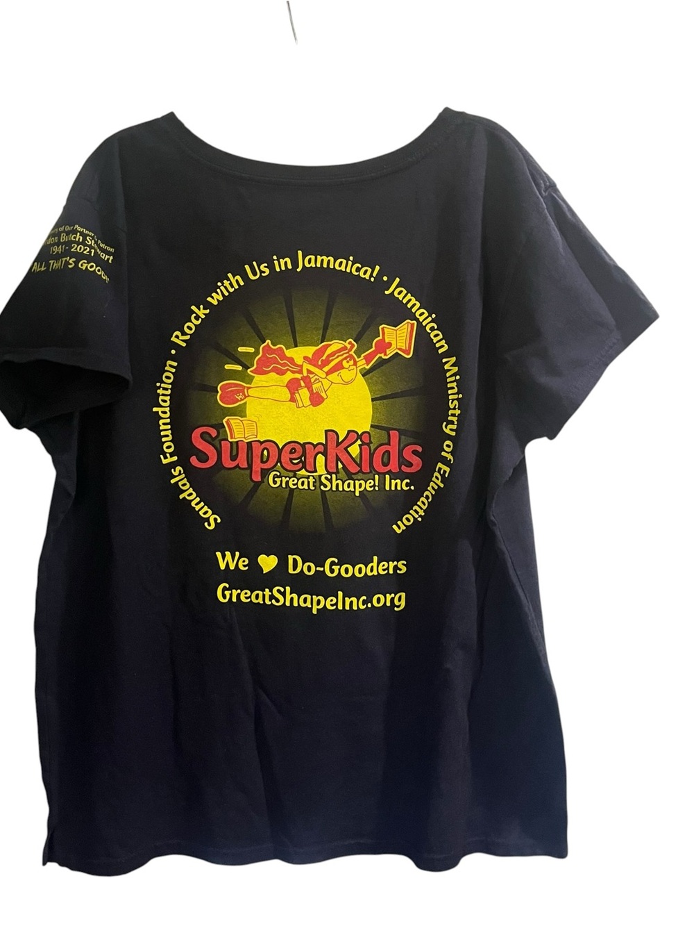 Women’s Black Short Sleeve SuperKids Graphic Tee XL